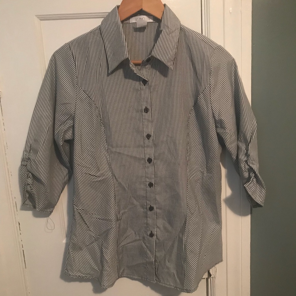 Ladies LE3NO Button Down Blouse
